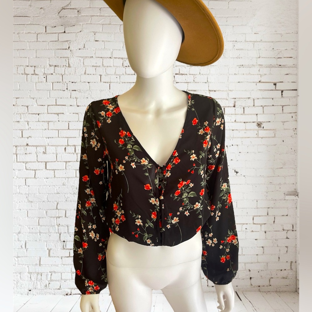 Long sleeve blouse with elastic waist band